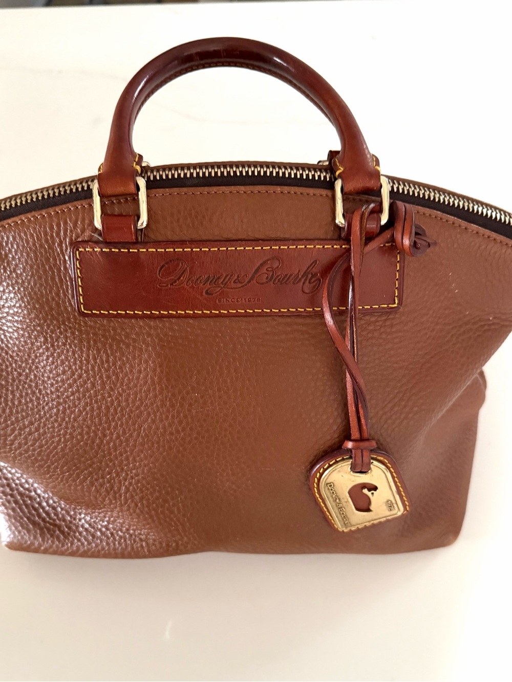 DOONEY & BOURKE•British tan pebble leather satchel crossbody bag - Picture 3 of 13